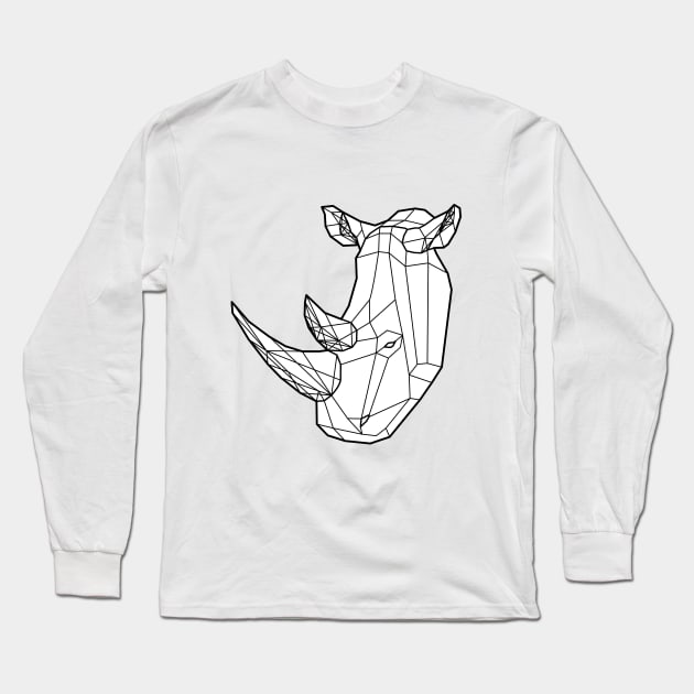 Rhinoceros wireframe Long Sleeve T-Shirt by stickerhino